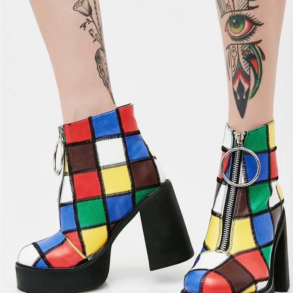 Current Mood Vibrant Patchwork Ankle Boots - image 4